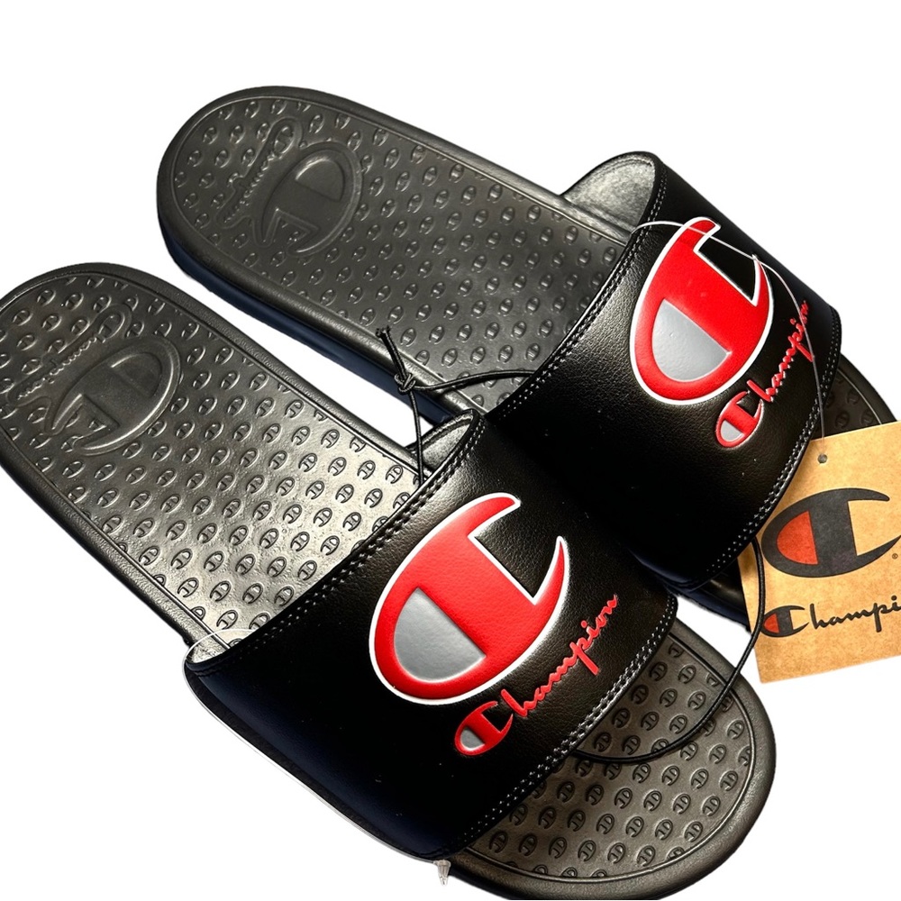 Champion Mens Super Slide Duo Slippers CPS10749M Black Size 12M J830-0222-PUTIAN